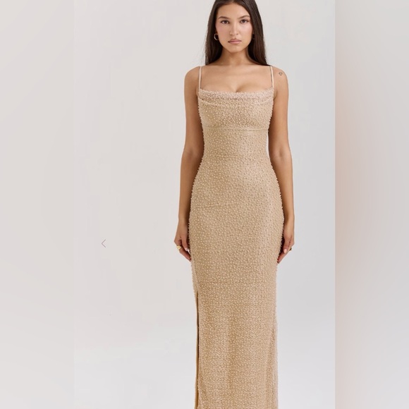 House of CB “Calla” Dress - Seapearl Embellished Maxi Dress